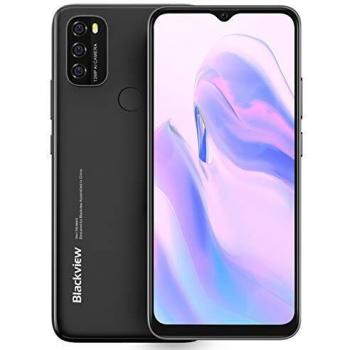 Android 11 Teléfono Blackview A70, Pantalla HD+ 6.5'', 8.3mm Delgado&Liviano, Batería Masiva 5380mAh, Smartphone Octa Core 3GB 32GB,13MP+5MP,Dual SIM Móvil 4G,Desbloqueo Facial&Huella Digital Negro