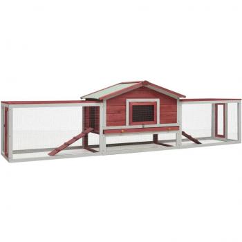 vidaXL Rabbit Hutch Red 310x70x87 cm Solid Pine & Fir Wood