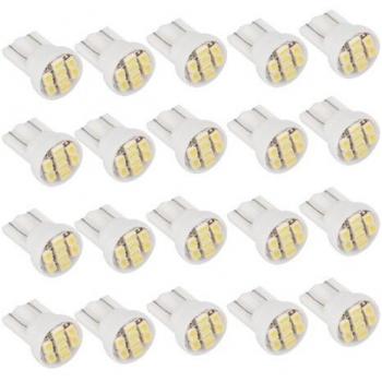 SODIAL(R) 20 x Bombilla Lampara T10 8 LED SMD Luz Blanco para Coche Matricula