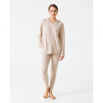 Pijama de mujer largo con capucha en punto suave