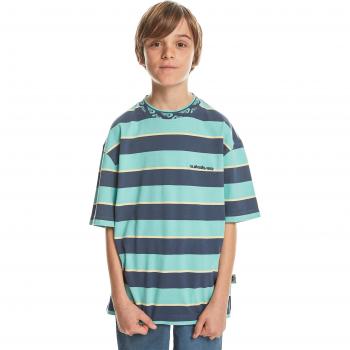 Camiseta de niños Quiksilver Stripe manga corta azul marino y azul claro - Talla 12