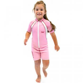 Cressi Shorty Kid Monoshort Infantil en Neopreno de 1.5/2mm, Unisex niños, Mangas Cortas-Rosa/Blanco, M