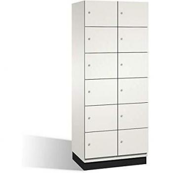 Armario de Compartimentos Bajo Llave Cambio C+P - 6 Taquillas, 2 Departamentos, Puertas HPL, Color Blanco
