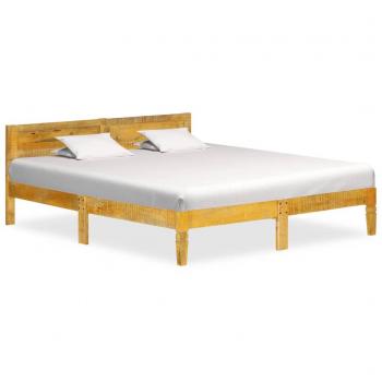 Estructura de cama sin colchón de madera maciza de mango redonda 160 cm