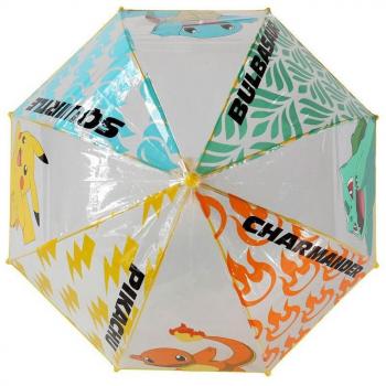 Paraguas Infantil Transparente Tipo Burbuja Diseño Pokémon 48cm, Apertura Manual, Licencia Oficial, Ideal para Niños y Niñas en Invierno o Excursiones escolares
