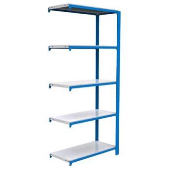 Estantería Simon Rack Librería Oficina Auxiliar, 2100x900x300 mm, 5 Alturas, Estilo Industrial, Metálicas, Azul/Blanco