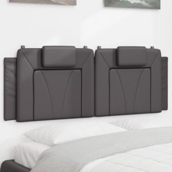 Cabecero de cama acolchado cuero sintético gris 140 cm Vidaxl