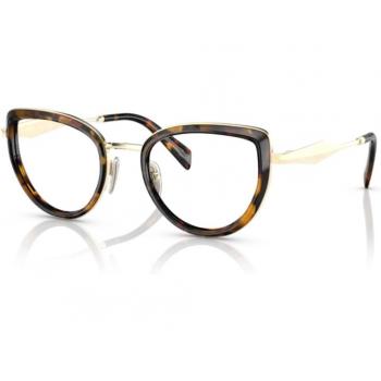 Prada Women's PR 54ZV VAU1O1 Tortoiseshell Steel Transparent Pillow Eyeglass Frames