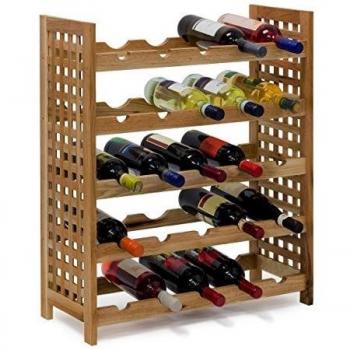 Relaxdays - Botellero Nogal para 25 Botellas hxbxt: 73 x 63 x 25 cm Botella Madera apilables