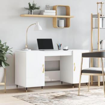 Escritorio blanco pulido 140x50x75 cm madera multicapa