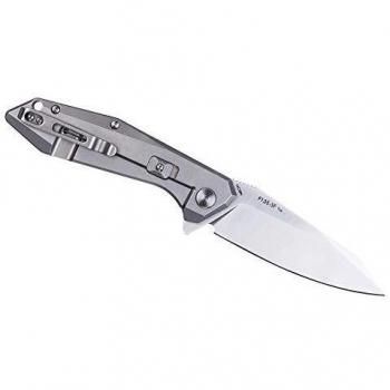 Ruike P135 Silver Folding Pocket Knife, 3.62in 14C28N Stainless Steel Blade, Ergonomic Handle