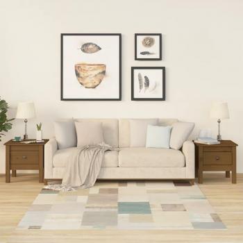 Mesa auxiliar de madera maciza de pino marrón miel 40x40x39 cm (2 unidades)