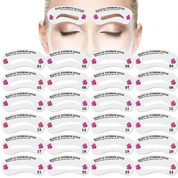 Plantilla De La Ceja,24 Shape Eyebrow Shaping Stencils Grooming Kit para crear estilos diferentes de cejas, eyebrow shaping stencil reutilizable plantilla maquillaje,fáciles de limpiar y flexibles