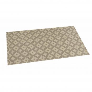 Stor Planet Alfombra Reversible Diseño Rombos, PVC, Crudo / Piedra, 80 x 150 cm