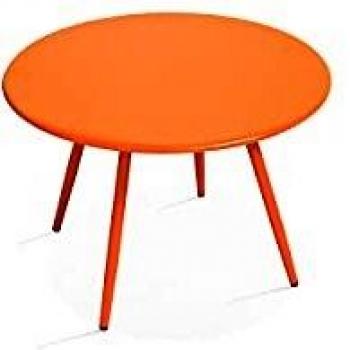 Mesa de jardín redonda de metal naranja 50 cm