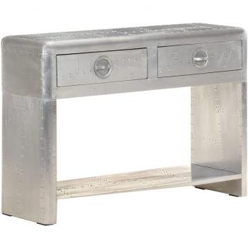 Aparador de aviador en metal 110x35x75 cm plateado