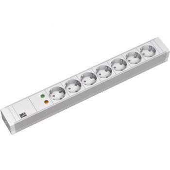 BACHMANN 333.604 - 19 Inch Power Strip, Multiple Socket 7-Fold PVC, 7x Schuko, Overvoltage Protection