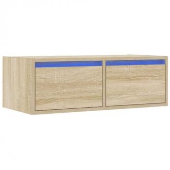 Mueble de TV con luces LED Roble Sonoma 75x35,5x25 cm
