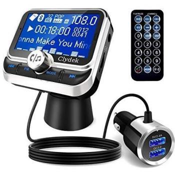 Clydek Transmisor FM para Automóvil, Bluetooth 5.0 Adaptador de Radio Inalámbrico para Automóvil con Puerto de Carga Dual QC3.0 y 5V/2.4A, Fácil Conexión a la Rejilla de Ventilación