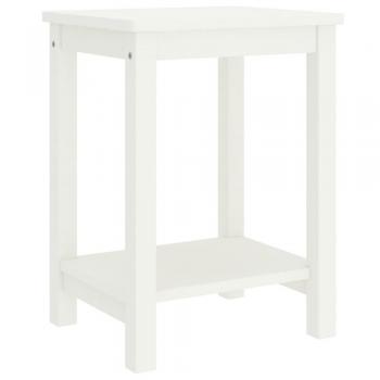 Mesita de Noche Blanca de Madera Maciza de Pino 35x30x47 cm
