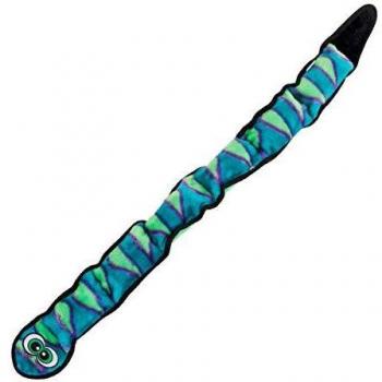 Outward Hound Kyjen 32069 Invincibles Plush Snake Stuffingless Durable Dog Toys Squeaker Toy 6-Squeakers, Large, Blue/Green - Colors Vary