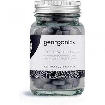 Georganics - Tabletas de Pasta Dental Orgánica - Tabletas de Limpieza Efervescentes Naturales con Arcilla de Caolín - Vegano y Cruelty Free, sin Flúor et SLS - Carbón Activo - 120 Tabletas