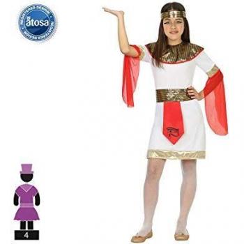 Disfraz de Reina Egipcia para Niños 7-9 Años - Blanco/Rojo - 4 Piezas