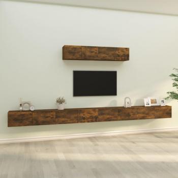 Set de muebles para TV 6 piezas madera contrachapada roble ahumado 100 x 30 x 30 cm