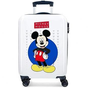 Disney Mickey Enjoy the Day Maleta de cabina Blanco 40x55x20 cms Rígida ABS Cierre combinación 34L 2,8Kgs 4 Ruedas Dobles Equipaje de Mano