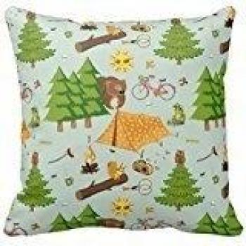B Lyster shop Camping Pattern Cotton & Polyester Soft Zippered Cushion Throw Case Pillow Case Cover