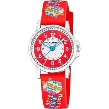 Reloj Infantil Calypso K5824/5 Digital Blanco con Correa de Caucho Roja