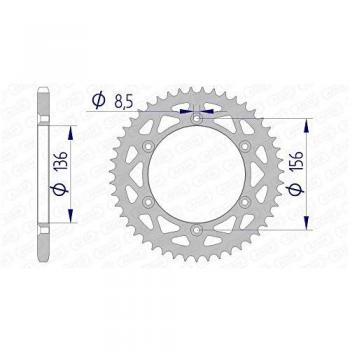 AFAM Kit de transmisión 520 - Corona de aluminio 15206 y Piñón de aluminio plateado 520-51Z