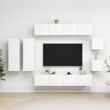Set de Muebles para TV de 8 Piezas en Madera de Ingeniería Blanca