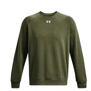 Sudadera Under Armour Rival Fleece Crew verde caqui - XS, sudadera de hombre, material de felpa, corte regular, color verde caqui
