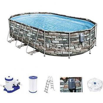Set de Piscina Ovalada Bestway Power Steel Comfort Jet 610x366x122cm con Masaje
