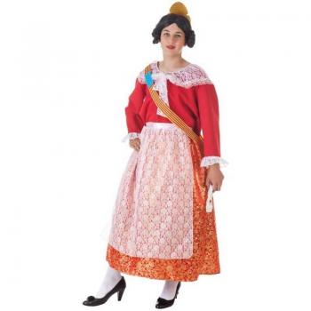 Disfraz Adulto Fallera Mayor Oro-Rojo Talla L