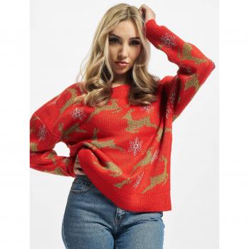 Urban Classics Women's Oversized Christmas Sweatshirt - Plus Size Red/Gold 5XL