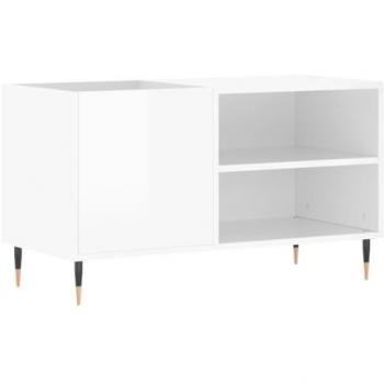 Mueble de discos madera de ingeniería blanco brillo 85x38x48 cm
