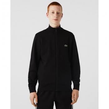 Lacoste Regular Fit Brushed Fleece Men's Sweatshirt with Zipper - Black Cotton - Size 2XL