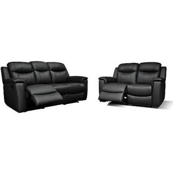 Canapé relax de piel negro 3+2 plazas EVASION con mesa auxiliar