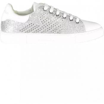 Emporio Armani Silver Polyester Sneaker - EU35/US5, Female Sneakers, Gray, Size: 5 US, Silver Lure Sports Shoes with Contrasting Details