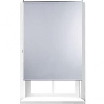 Estor Opaco Enrollable Sin Taladrar, Tela-Aluminio, Aislante Térmico, 120 x 160 cm, Blanco
