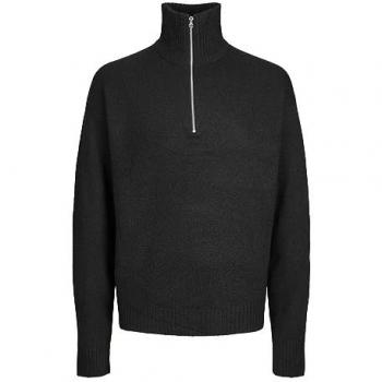 Jersey Jack & Jones 'Ollie' Negro con Cremallera al Pecho y Ajuste Relajado
