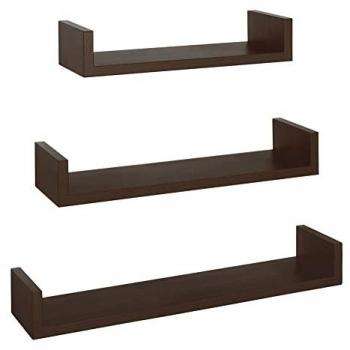 Estantes de pared mod. Calamita - Conjunto de 3 pcs color wengué, diseño moderno y funcional