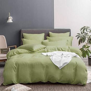 UMI Merryfeel Classic Satin Striped Duvet Cover Set,Brushed Soft Microfiber Bedding.