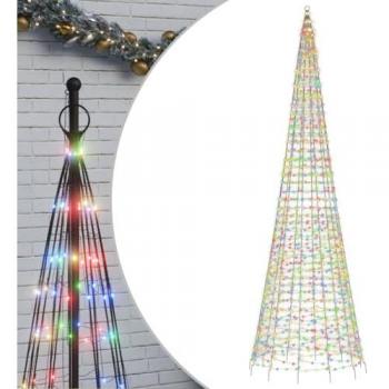 Árbol de Navidad en asta de bandera 1534 LED colores 500 cm