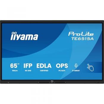Monitor Táctil Interactivo Iiyama ProLite TE6515A-B1AG de 65 4K UHD con Android 14, Certificación EDLA y WiFi 6 para Educación y Conferencias