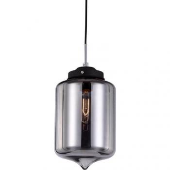 Lámpara colgante industrial y retro Italux Tube negra 1 luz E27 con pantalla de vidrio oscuro