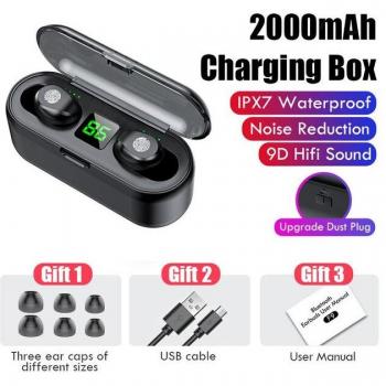 Auriculares Inalámbricos Estéreo Deportivos TWS F9 con Control Táctil, Mini Auriculares Bass y Estuche de Carga Banco de Energía