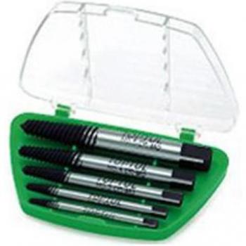 Juego de Extractores de Tornillos 5 Piezas JGAW0501 Toptul, incluye extractores de tamaños 1/8, 1/4, 5/16, 7/16 y 9/